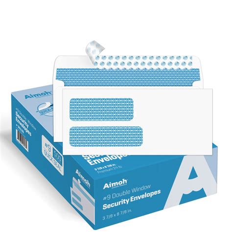 9 Envelopes Double Window Self Seal Security Tinted — Aimoh