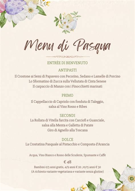 Men Pranzo Di Pasqua Le Scuderie De L Antinoro