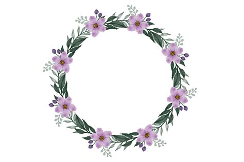 Circle Frame With Purple Floral Border Graphic By Setyawati Elis