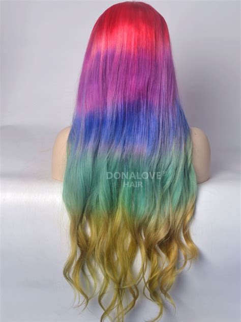 Rainbow Mermaid colorful Lace Front Human hair wig HH041 - HUMAN HAIR ...