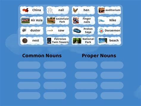 Common And Proper Nouns Ordenar Por Grupo