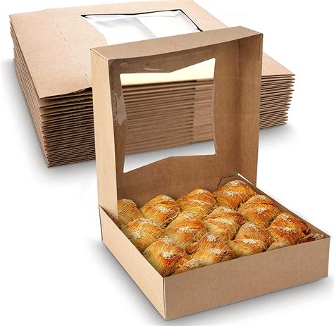 Mt Products 10 X 10 X 25 Kraft Bakery Boxes With Window Pack Of