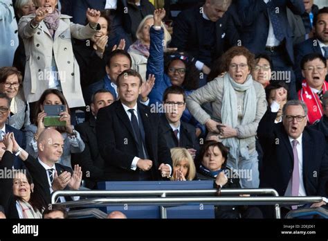 French President Emmanuel Macron Celebrates The First Goal For France