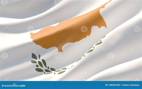 Waved Highly Detailed Close Up Flag Of Cyprus 3D Illustration Stock