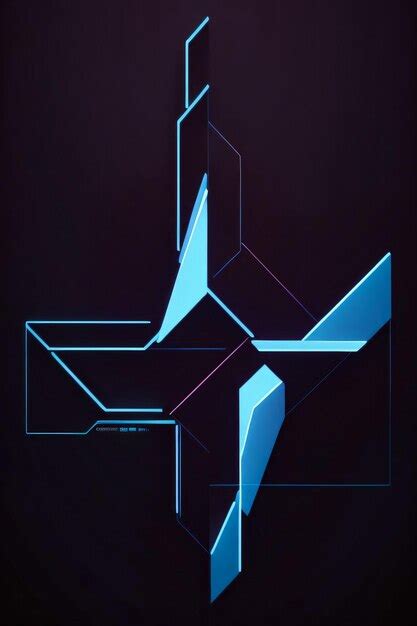 Premium Photo Abstract Geometric Blue Neon Background Wallpaper