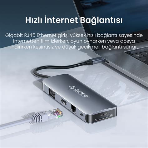 Orıco Type C To USB 3 0 HDMI 4K 30Hz VGA RJ45 Sd Tf Aux Pd Fiyatı