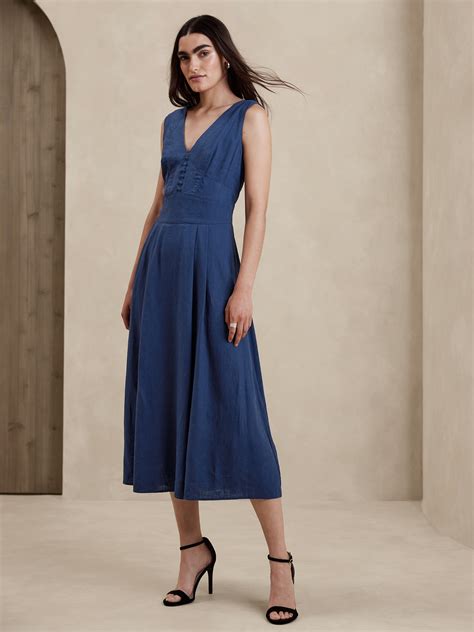 Linen Blend Maxi Dress Banana Republic Factory