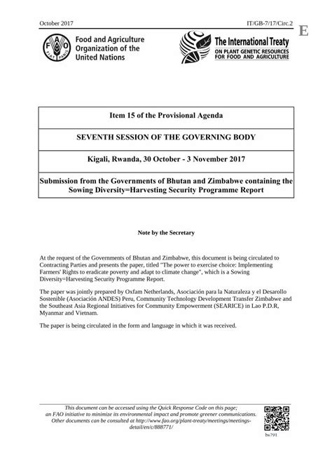 PDF Item 15 Of The Provisional Agenda SEVENTH SESSION OF Detail