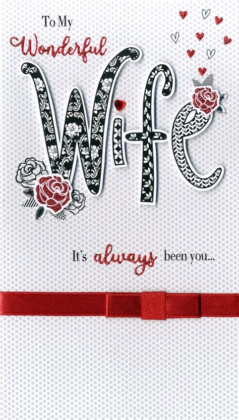 Wonderful Wife Valentines Card Embellished Hand Finished Card Cards