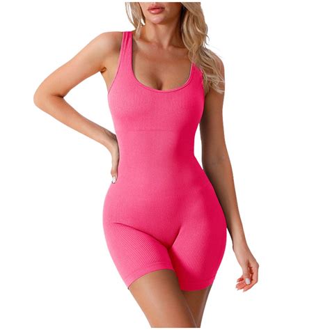 DHFJKG Yoga Rompers For Women Ribbed Sleeveless Workout One Piece Short