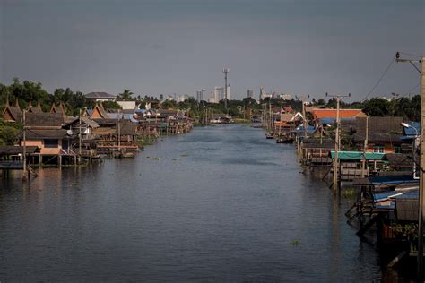boat for travel in canal,Bangkok Thailand. Community canal in Bangkok ...