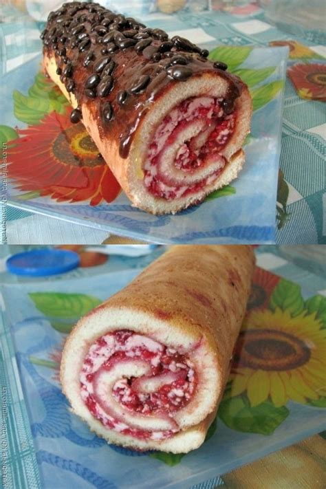 Lovely Food Make Sponge Roulade With Raspberries