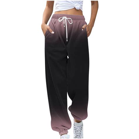 Ovticza Womens Athletic Works Cinched Sweatpants Plaid Baggy Pants With