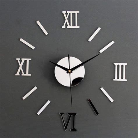 Roman Chiffre Horloge Murale Miroir Decal Diy Maison Salon D Coration