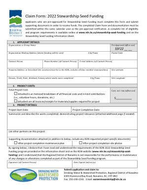 Fillable Online Claim Form 2022 Stewardship Seed Funding Fax Email