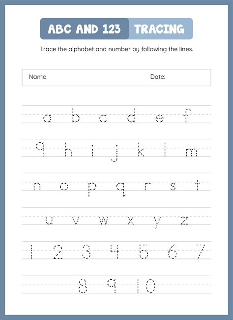 Abc And 123 Tracing Worksheets 5 Free Pdf Printables Printablee