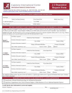 Fillable Online International Ua J 2 Dependent Request Form