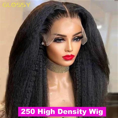 250 Density Kinky Straight Lace Front Human Hair Wigs 13x6 Hd Frontal