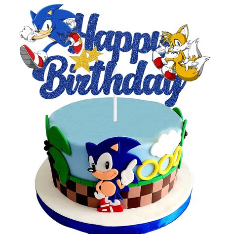 Buy Gzduck Blue Hedgehog Happy Birthday Cake Topper Sonic Birthday Party Cake Decorations