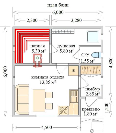 Проект бани 6 на 6