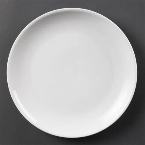 Assiettes Plates Rondes En Porcelaine Blanche Olympia 280 Mm Lot De 6