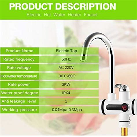 220v 3sec Instant Tankless Electric Hot Water Heater Faucet Kitchen Fast Heating Tap Water