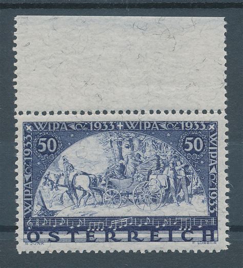 Österreich WIPA 1933 Postkutsche Faserpapier Mi Nr 556A postfrisch