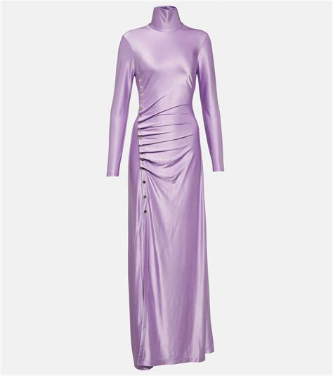 Rabanne Ruched Satin Maxi Dress Paco Rabanne