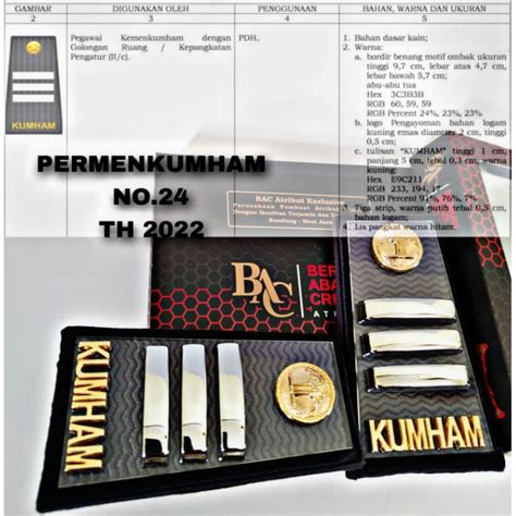 Jual Pangkat Pdh C Kumham Terbaru Kain Akrilik Exclusive Bac Atribut