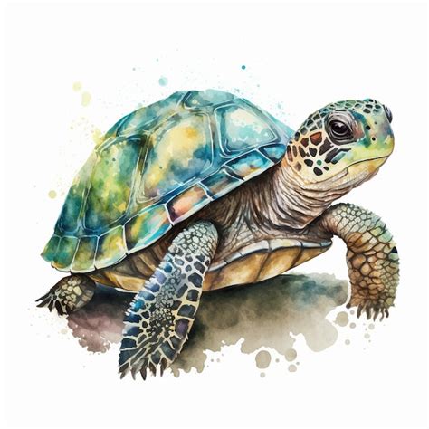 Una Pintura En Acuarela De Una Tortuga Foto Premium