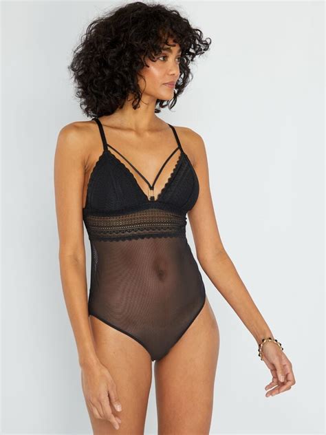 Body Tulle Et Dentelle Noir Kiabi