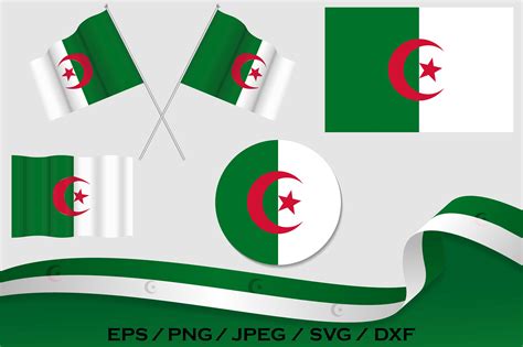 Set Of Algeria Flags In Different Design Graphic By Terrabismail