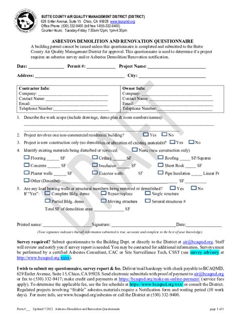 Fillable Online Asbestos Demolition And Renovation Notification