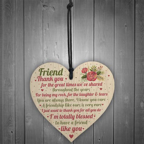 Thank You Best Friend Heart Wooden Plaque Friend Birthday Christmas