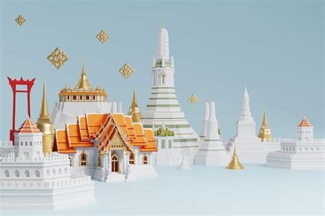 Premium Photo 3d The Iconic Of Thailand Travel Concept The Most
