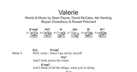 Guitar Chords For Valerie