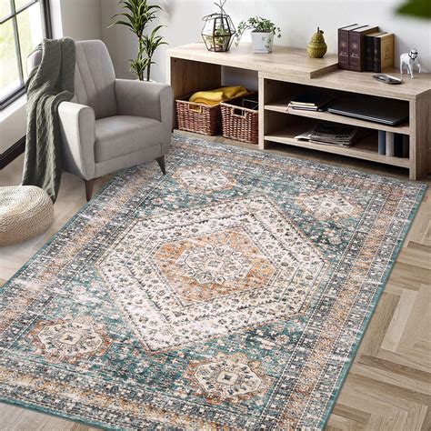 GlowSol 8 X 10 Area Rug Indoor Persian Vintage Floor Cover Foldable