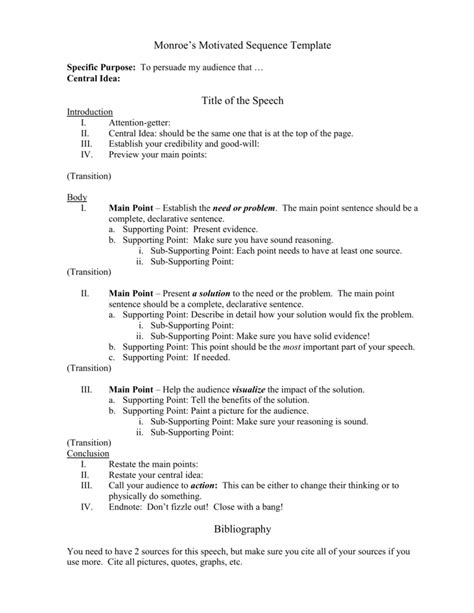 Monroe S Motivated Sequence Template