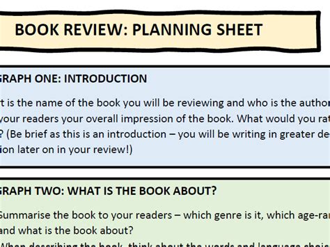 How To Structure A Book Review Teaching Resources