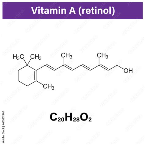 Vitamin A Or Retinol Molecule Structural Formula Chemical Structure