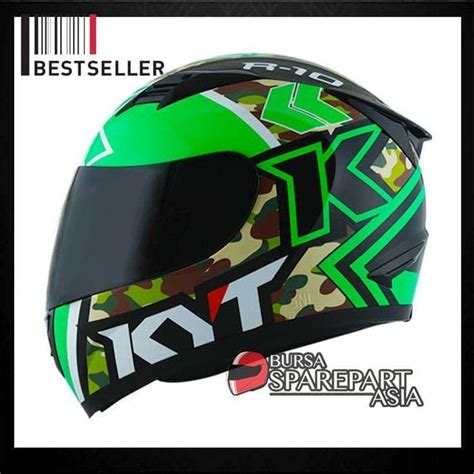 Jual Helm KYT R10 Green Army Fullface R 10 Dark Visor Motif 1 M Di