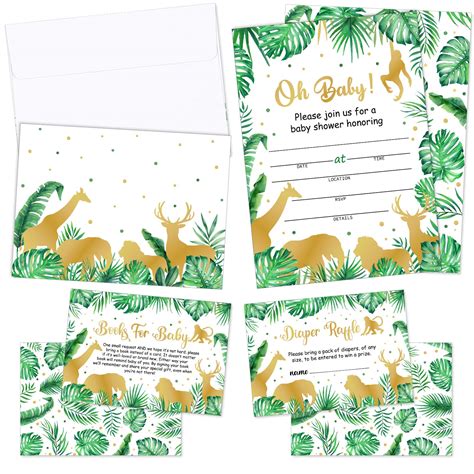 Buy 100 Pcs Jungle Animal Invitations Safari Woodland Themed Forest