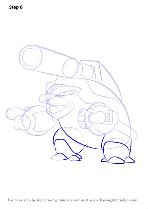 How To Draw Mega Blastoise From Pokemon Pokemon Step By Step