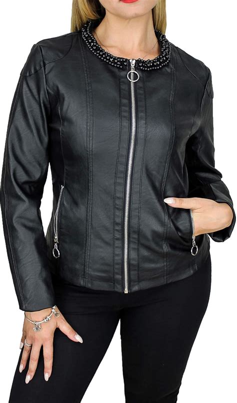 Evoga Chaqueta De Piel Sint Tica Para Mujer Estilo Casual Con