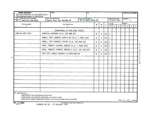 Army Hand Receipt Form 2062 Fillable Printable Forms Free Online