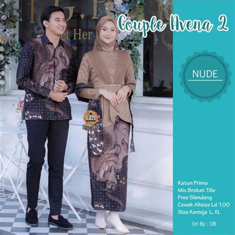 Jual BAJU BATIK COUPLE KEBAYA BROKAT WANITA MODERN BAJU PASANGAN TUNANGAN Nude Kota