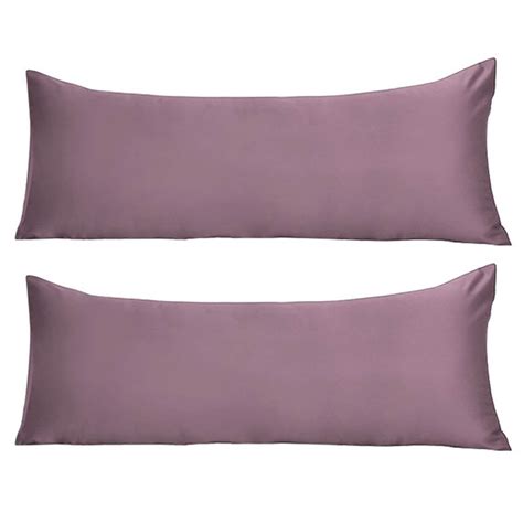 Unique Bargains 2 Pack Silky Satin Body Pillow Covers Mauve 20 X 54