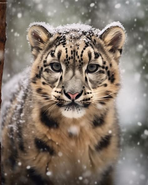 Premium Ai Image Clouded Leopard With Snow