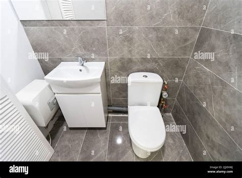 Toilet Stall In Public Restroom Stock Photo Alamy