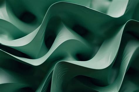 Abstract Green Waves And Curves In Surreal Art Style For Modern